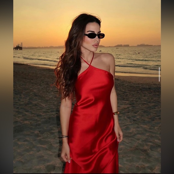 ZARA SATIN EFFECT HALTER SLIP DRESS - Picture 4 of 11